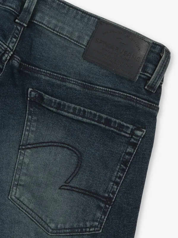 SPYKAR washed vintage dark blue denim jeans