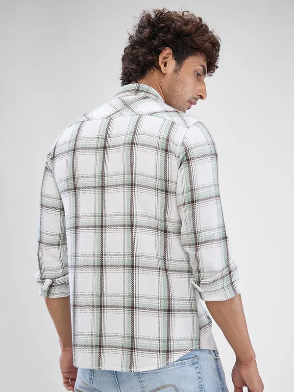 SPYKAR white checkered casual wear shirt