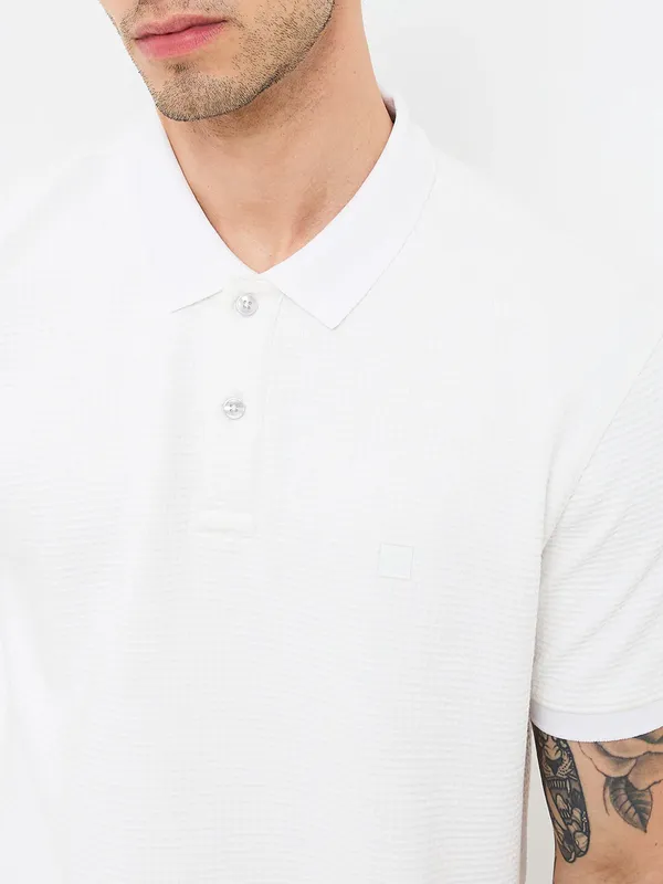 SPYKAR white cotton polo t-shirt