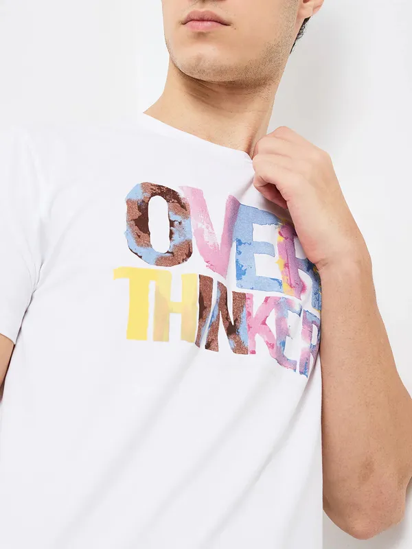 SPYKAR white cotton t-shirt for men