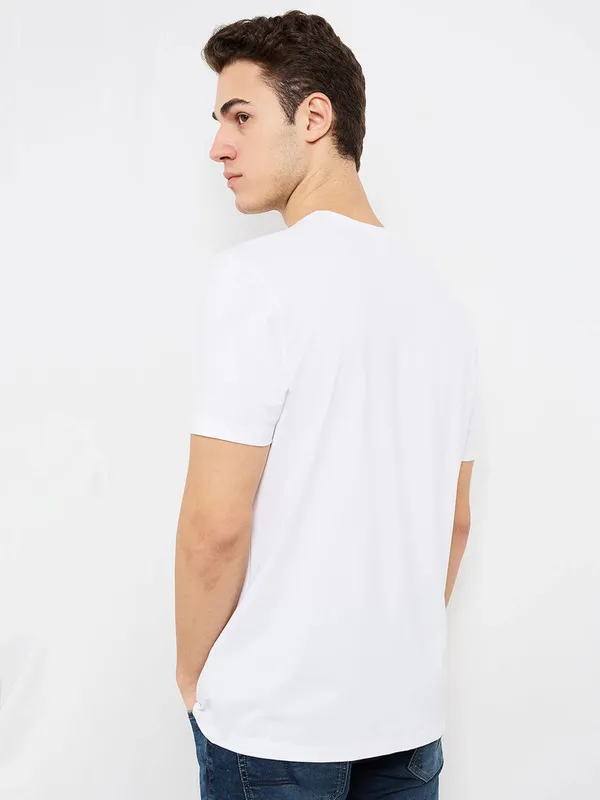 SPYKAR white cotton t-shirt for men