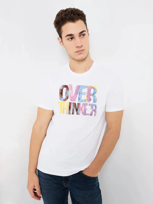 SPYKAR white cotton t-shirt for men