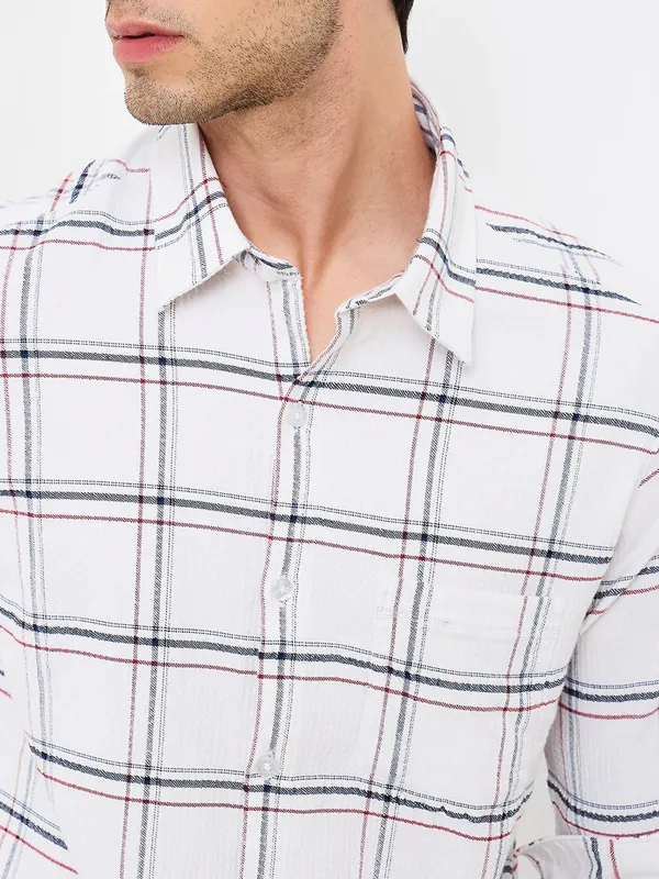 SPYKAR white flannel mens casual shirt