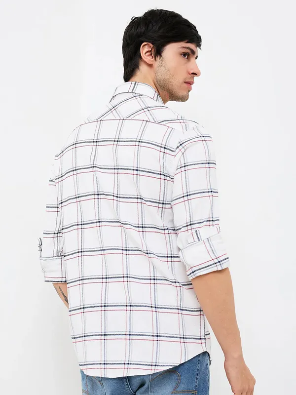 SPYKAR white flannel mens casual shirt