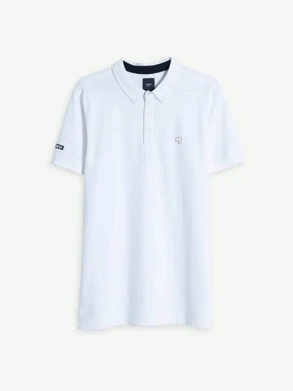 Spykar white plain polo t shirt