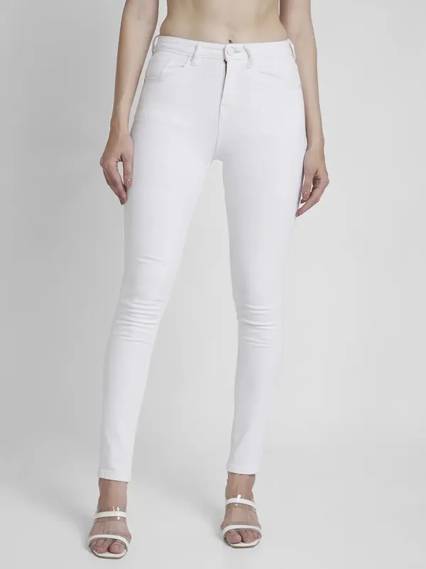 Spykar white solid skinny fit jenas