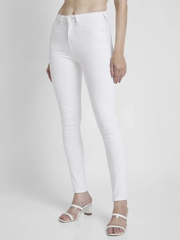 Spykar white solid skinny fit jenas