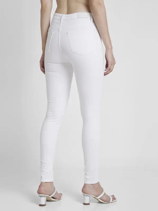 Spykar white solid skinny fit jenas