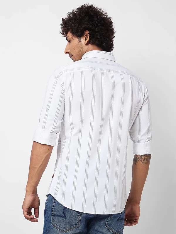 Spykar white stripe shirt