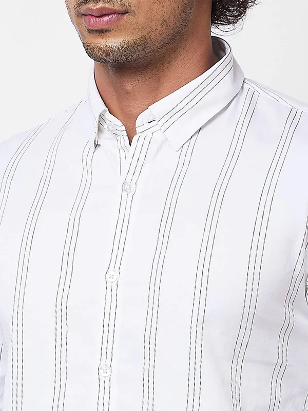 Spykar white stripe shirt