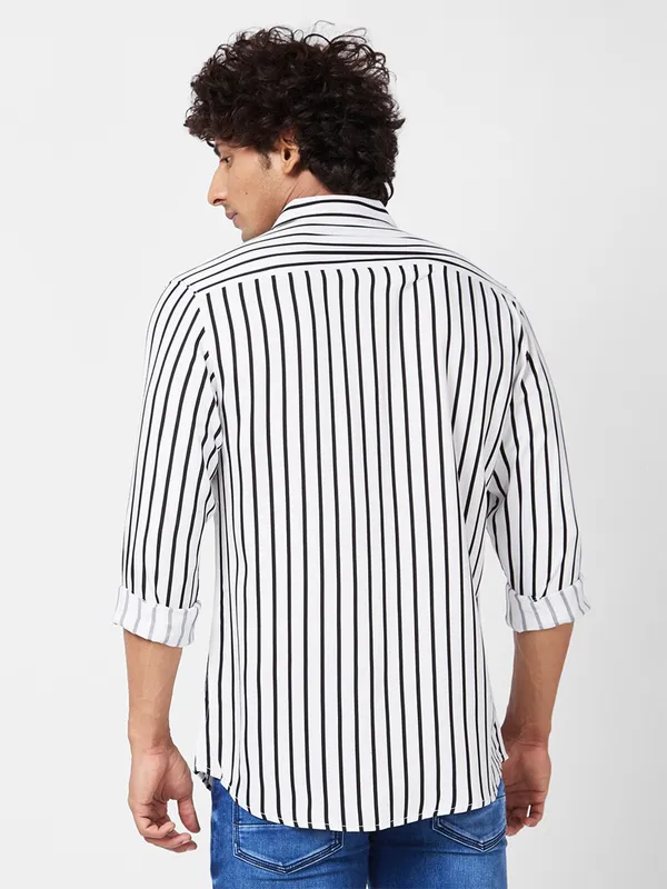 Spykar white stripe viscose shirt