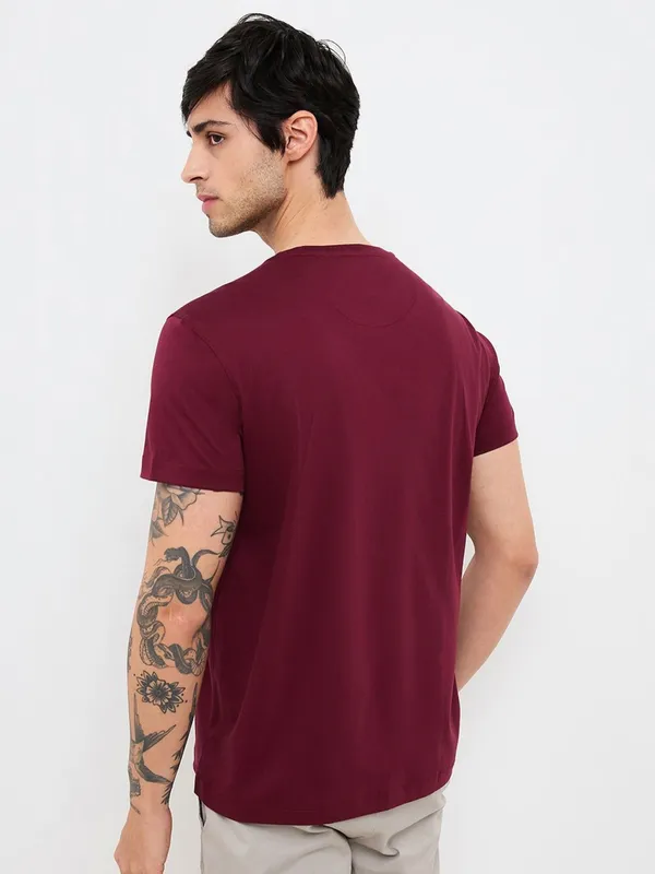 SPYKAR wine printed cotton t-shirt