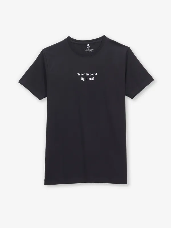 STATUS QUO black cotton slim fit t-shirt with print