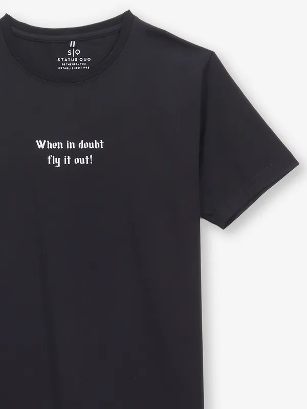 STATUS QUO black cotton slim fit t-shirt with print