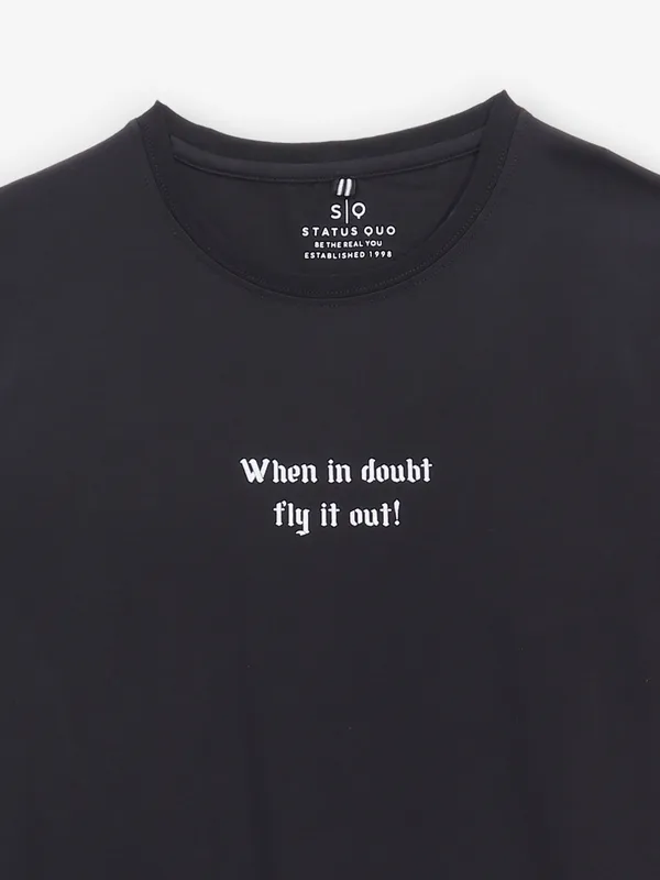 STATUS QUO black cotton slim fit t-shirt with print