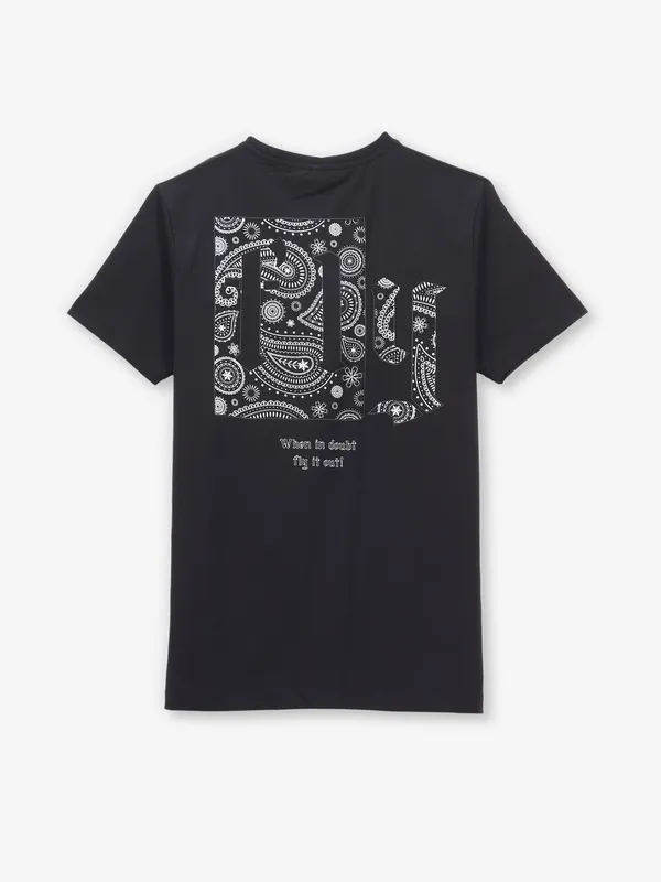 STATUS QUO black cotton slim fit t-shirt with print