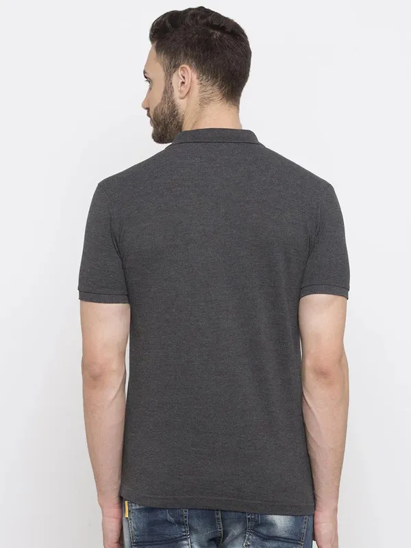 STATUS QUO dark grey plain cotton t-shirt
