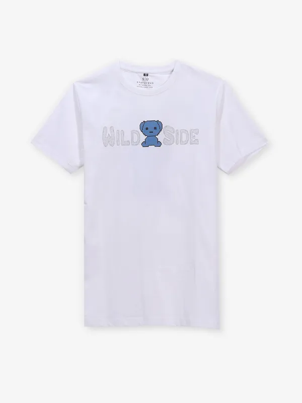 STATUS QUO men's white slim fit t-shirt in cotton