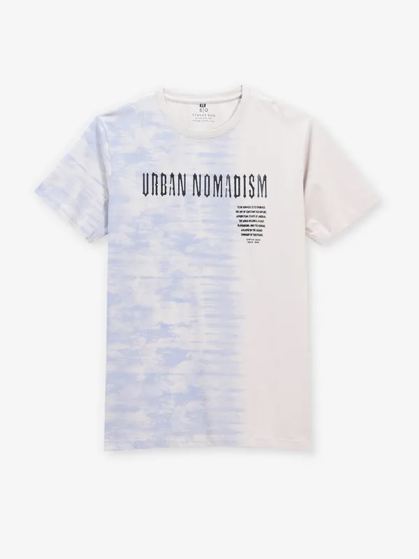 STATUS QUO off white cotton slim fit t-shirt for men