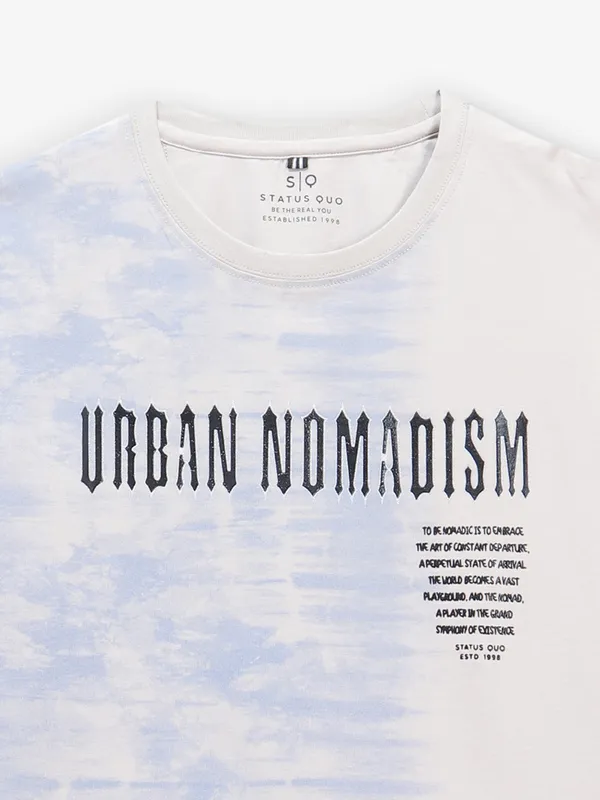 STATUS QUO off white cotton slim fit t-shirt for men