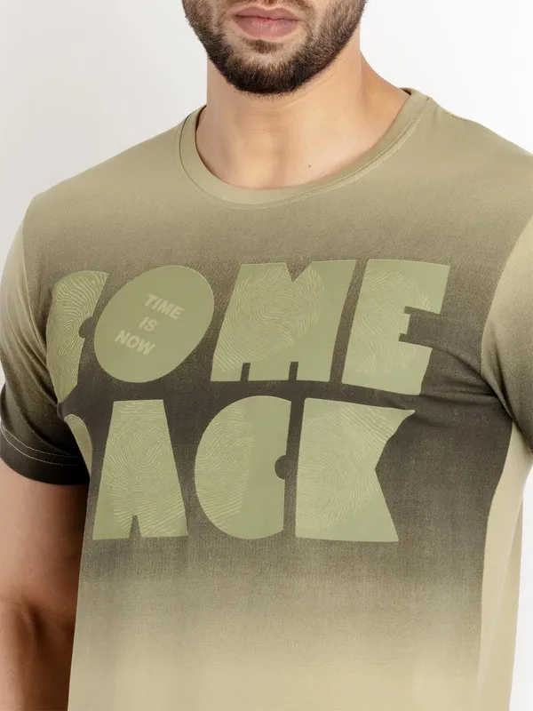 STATUS QUO olive shaded cotton t-shirt