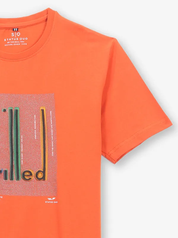 STATUS QUO orange slim fit cotton mens t-shirt