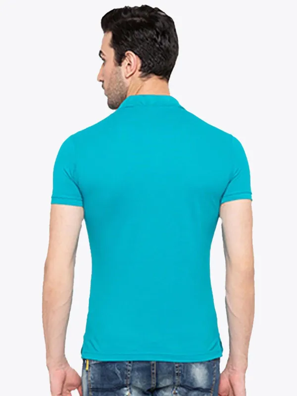 STATUS QUO plain aqua cotton t-shirt