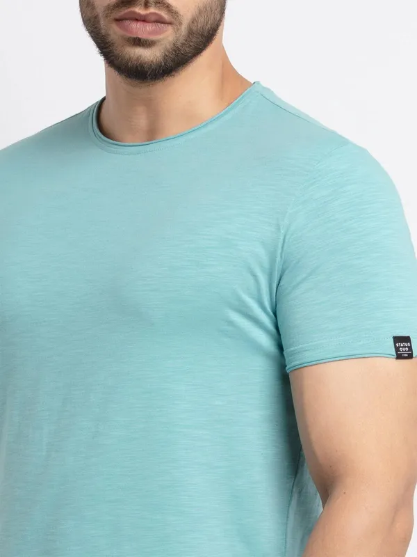 STATUS QUO plain sea green cotton t-shirt