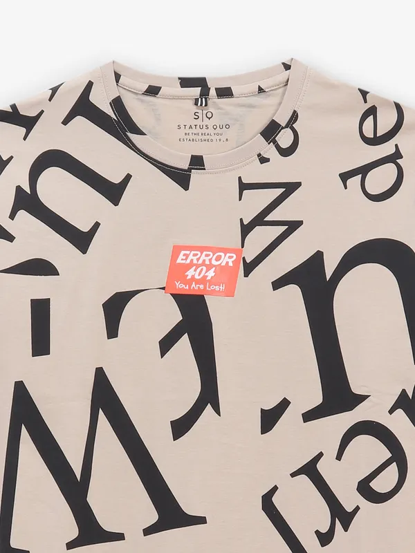 STATUS QUO printed beige cotton t-shirt