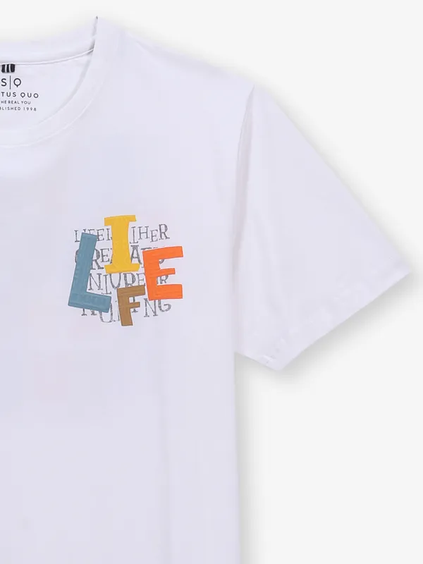 STATUS QUO white cotton t-shirt for men