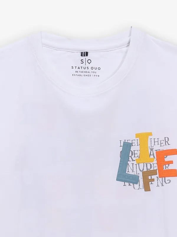 STATUS QUO white cotton t-shirt for men