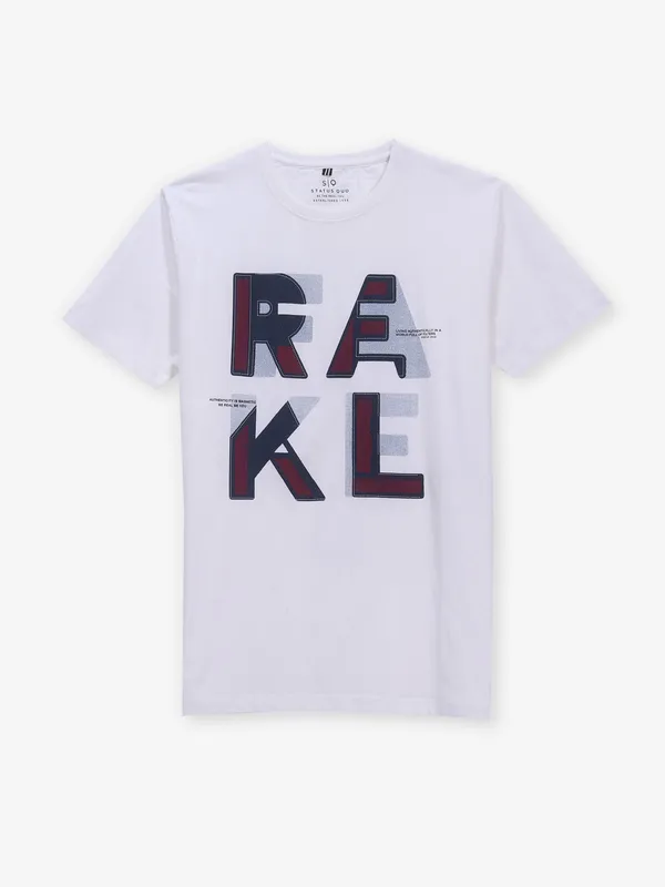 STATUS QUO white printed t-shirt in cotton