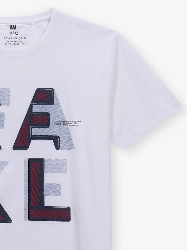STATUS QUO white printed t-shirt in cotton