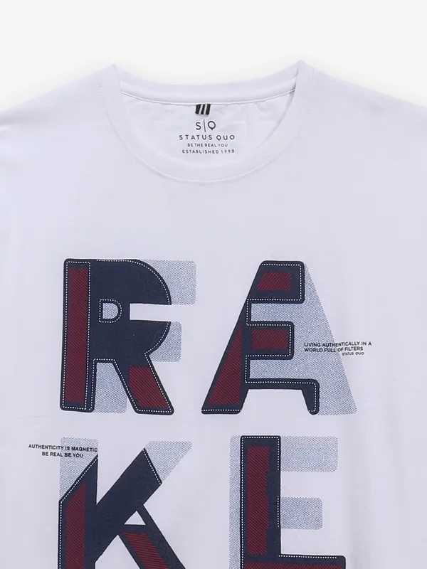 STATUS QUO white printed t-shirt in cotton