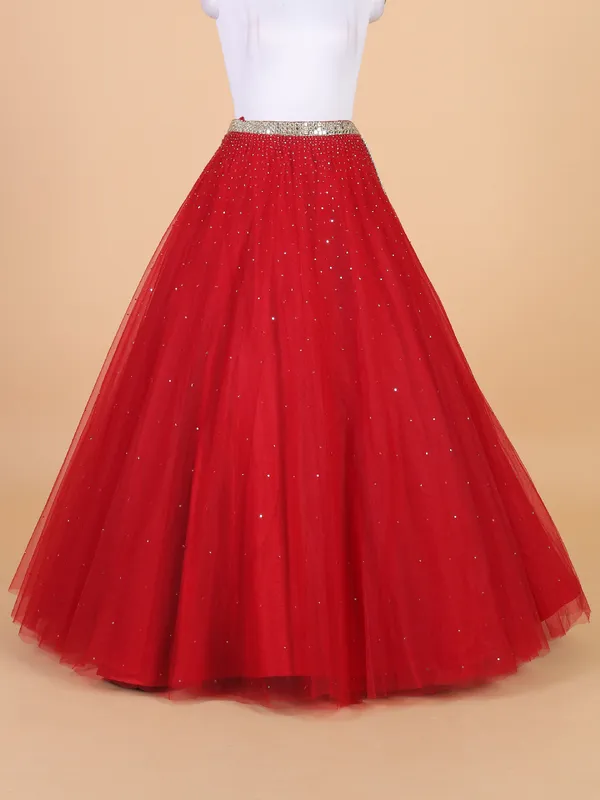 Stnning red net lehenga choli for wedding