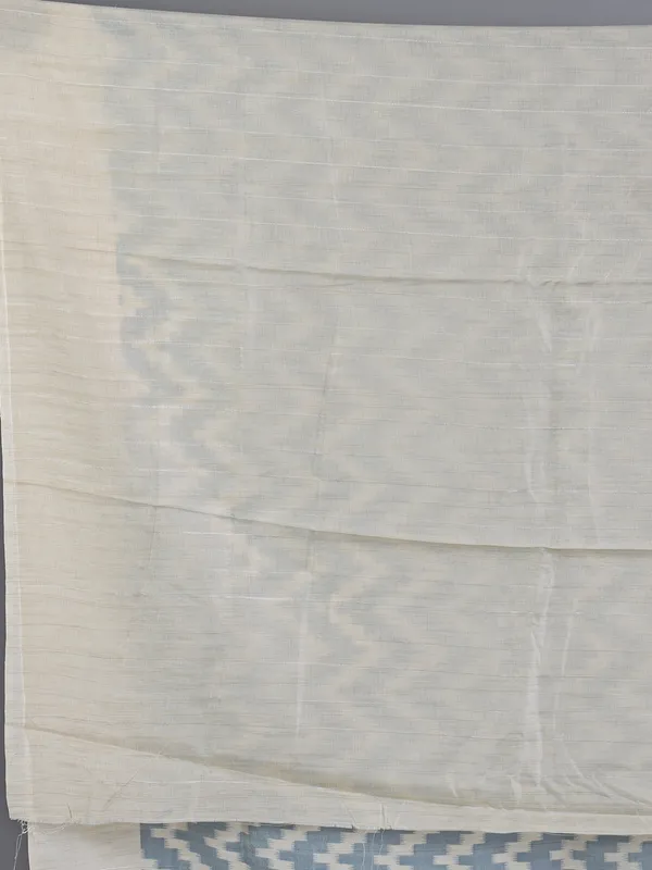 Stone blue cotton silk saree with embroidery