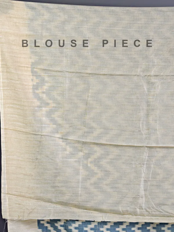 Stone blue cotton silk saree with embroidery