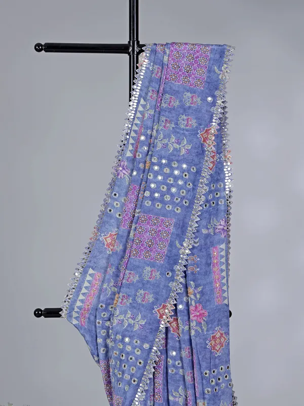 Stone blue crepe silk wedding wear saree