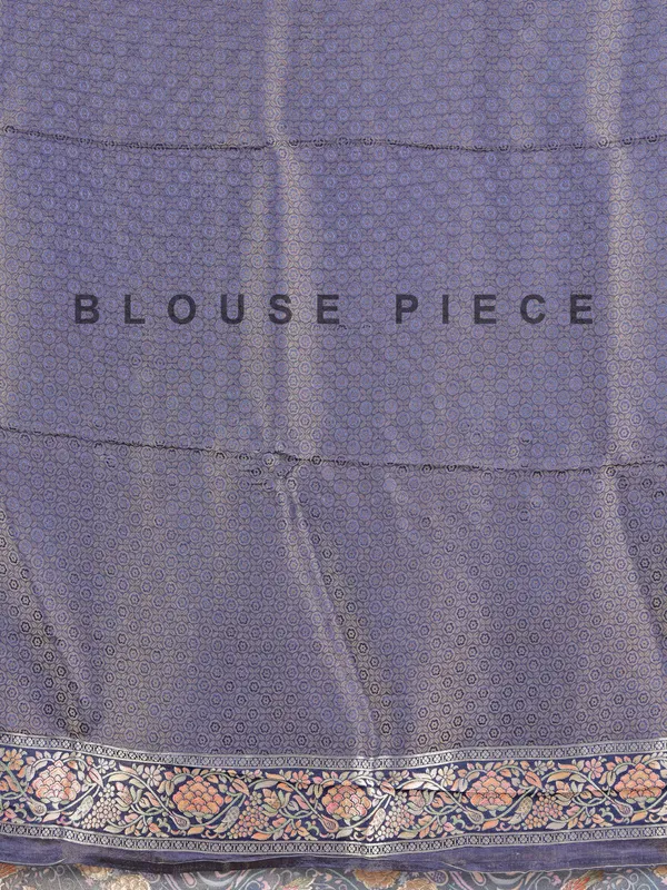 Stone blue pashmina silk saree with contrast border