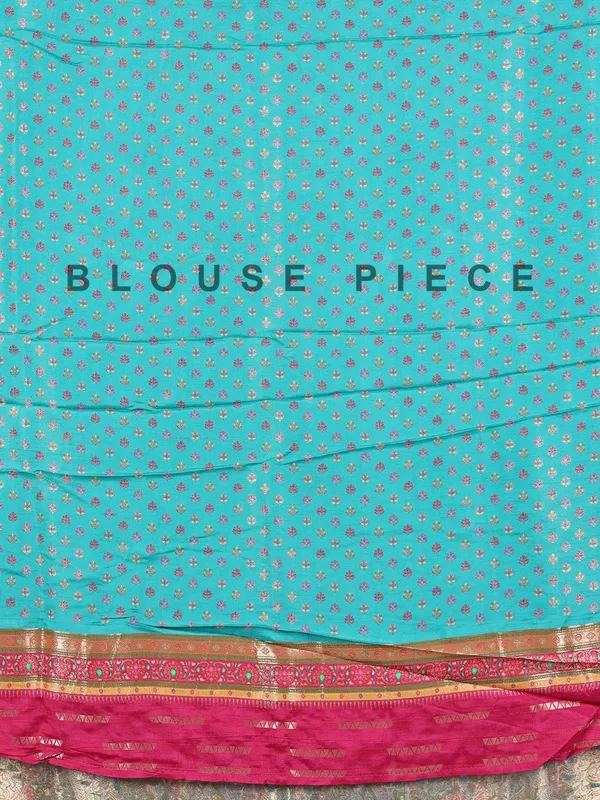 Stone blue pashmina silk saree with motif work