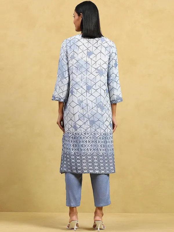 Stone blue printed kurti set for casual wear