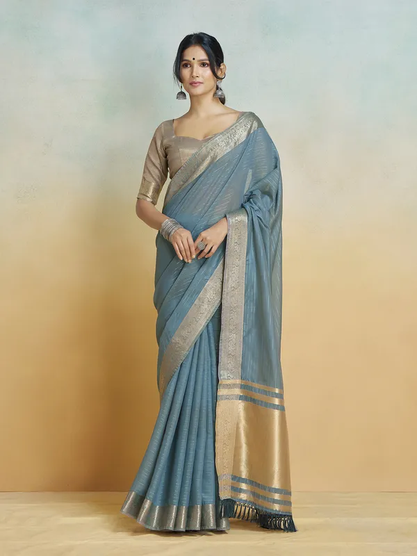 Stone blue silk royal elegance