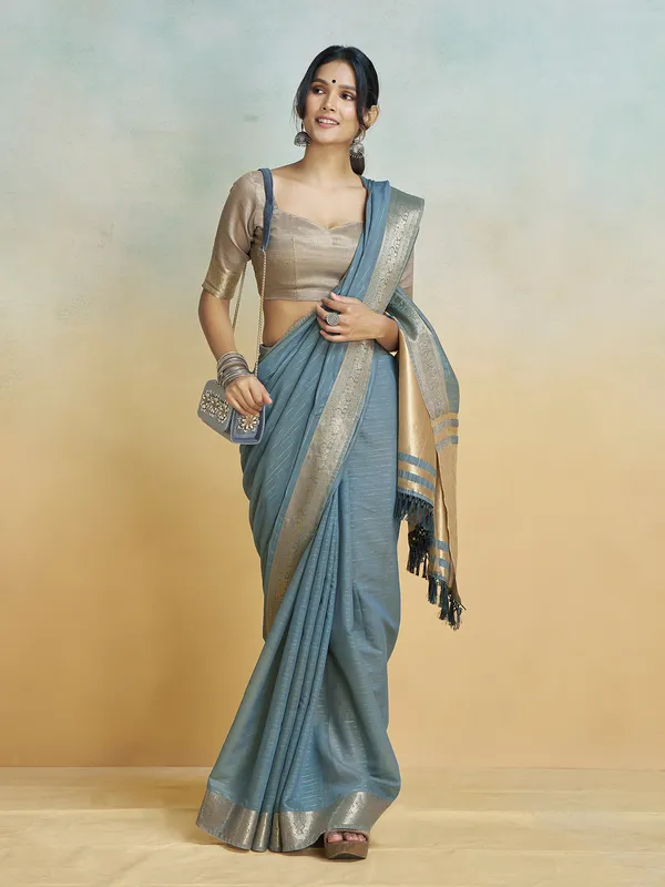 Stone blue silk royal elegance