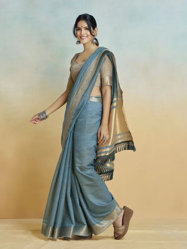 Stone blue silk royal elegance