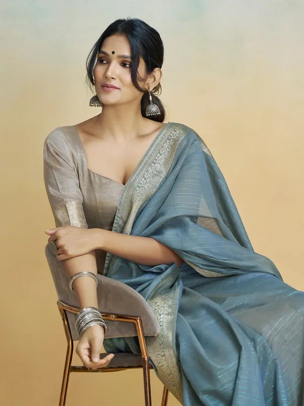 Stone blue silk royal elegance