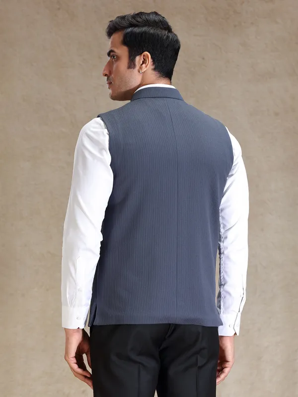 Stone grey bandhgala jacket for men