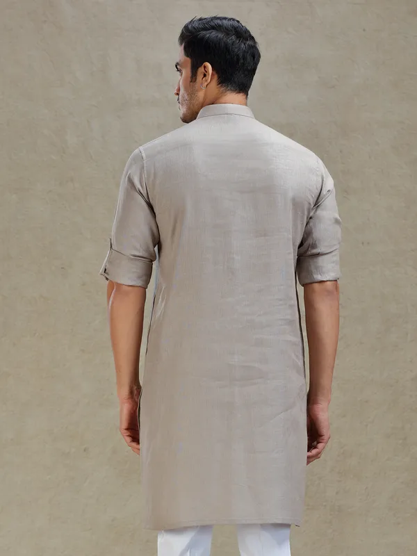 Stone grey kurta for family gathering