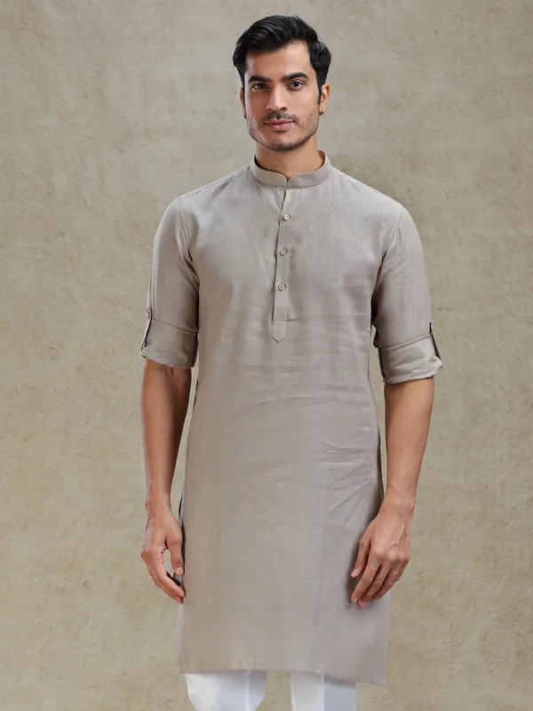 Stone grey kurta for family gathering