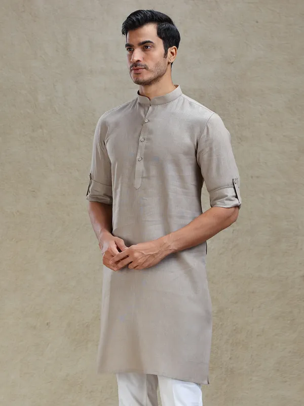 Stone grey kurta for family gathering