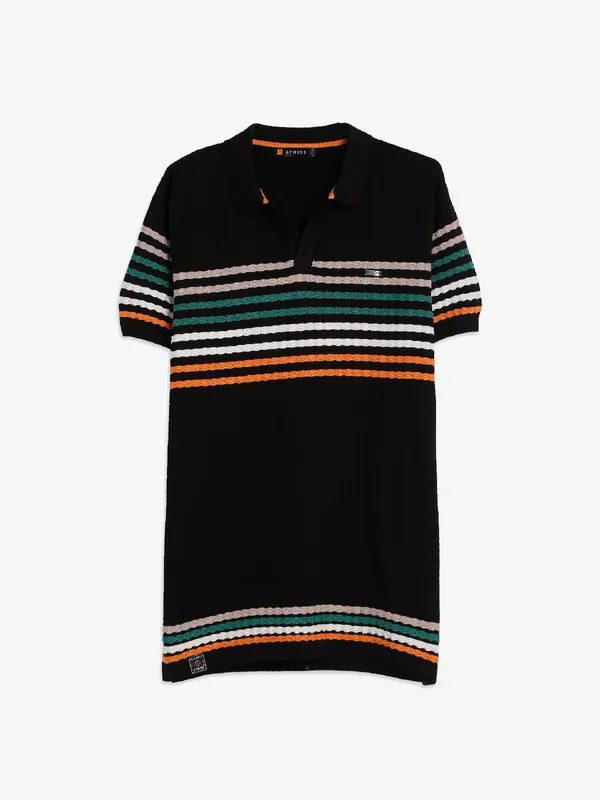 Stride black cotton stripe t-shirt